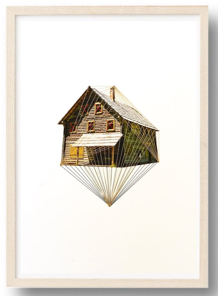 Float, original embroidered collage